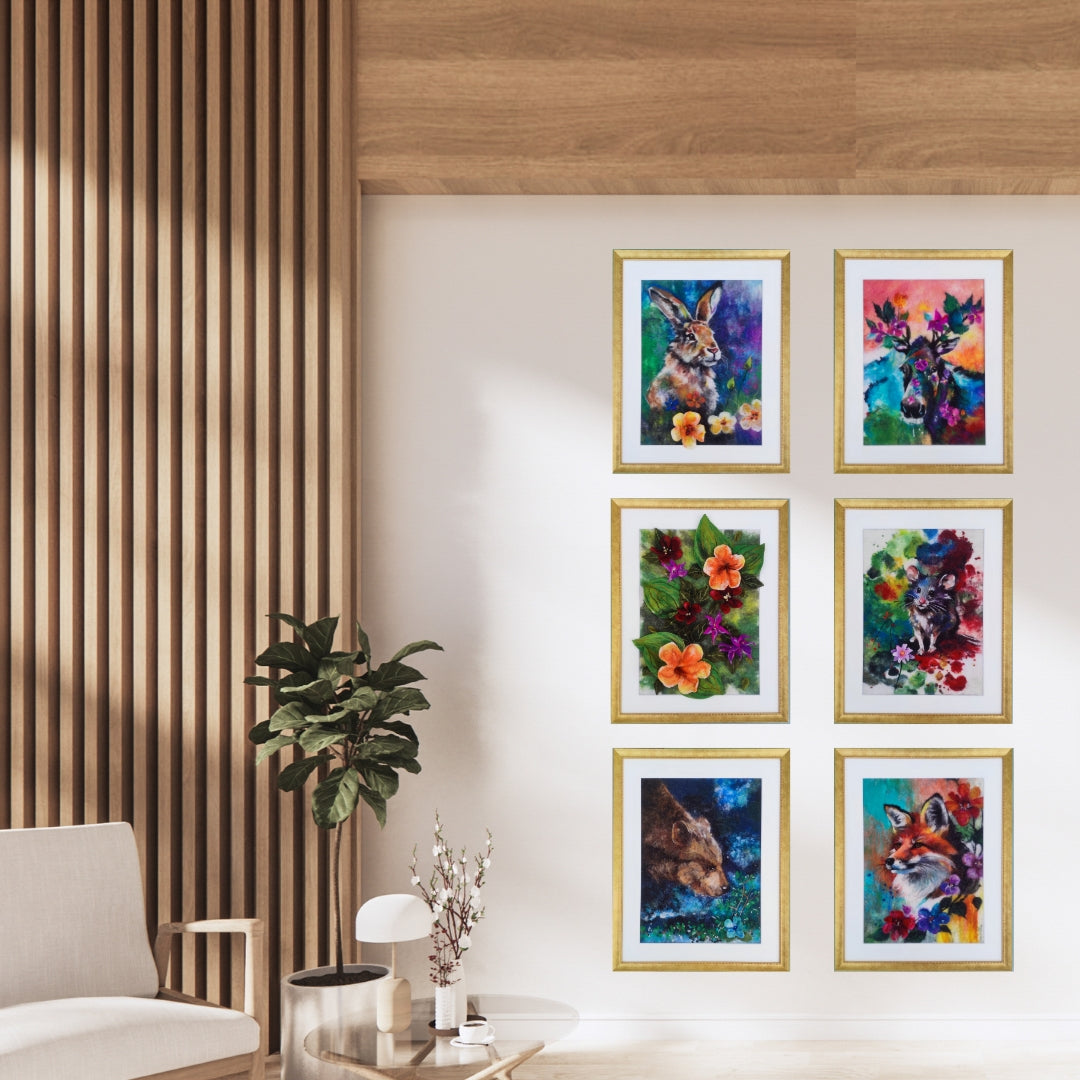 Wool Painting ”Fox in an Enchanting Sea of Flowers”, from the Whimsical Wildlife in Bloom collection