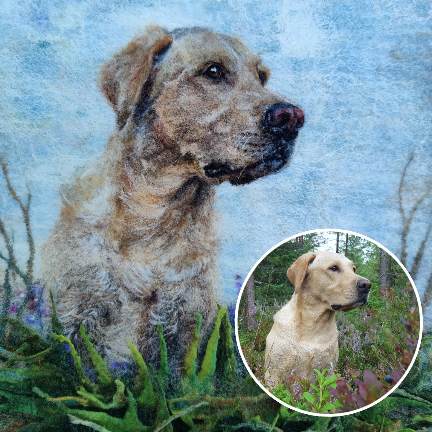 Commissioned Portrait of a Pet Wool Painting - Deposit