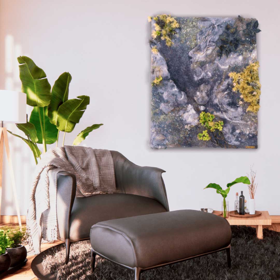 3D interior painting "At ground level", Wool Art for Acoustics