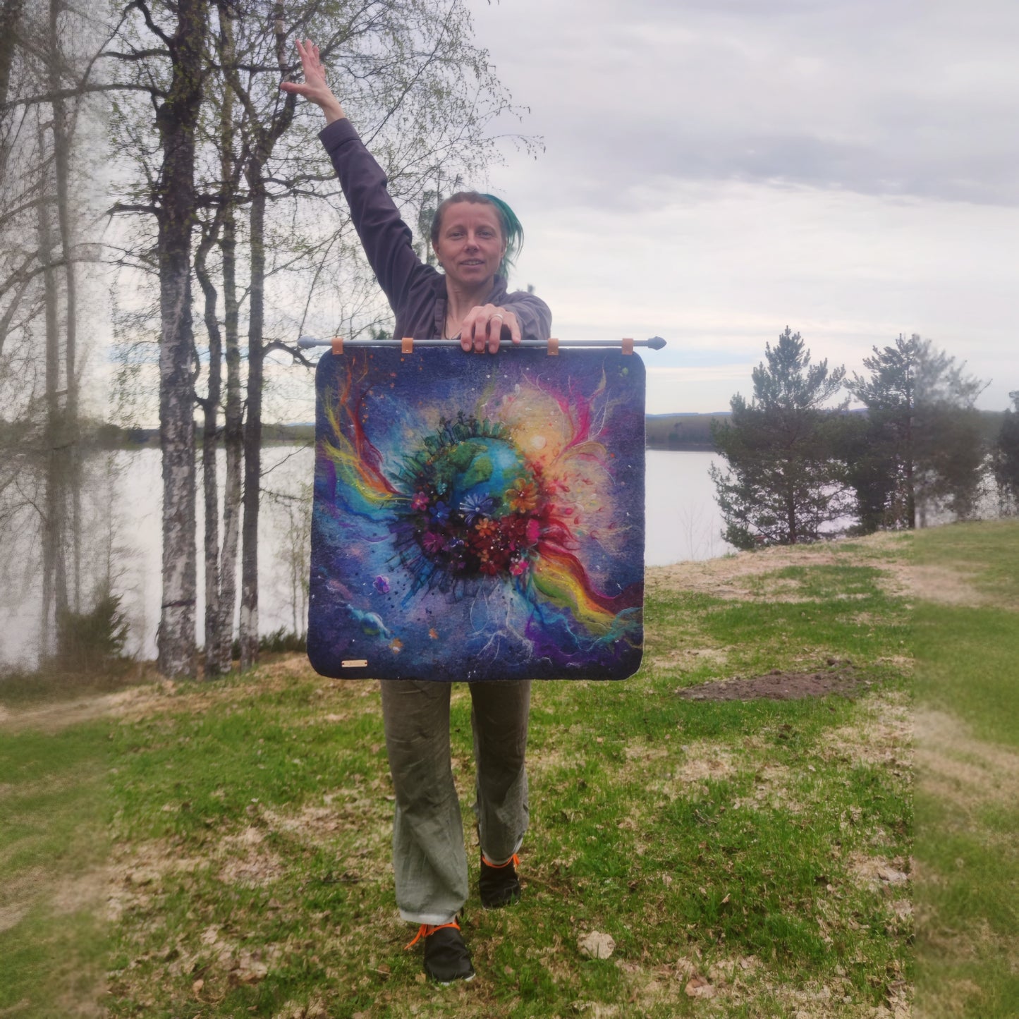 Wool Painting "The Planet I Call Home" from the Alternative Space collection